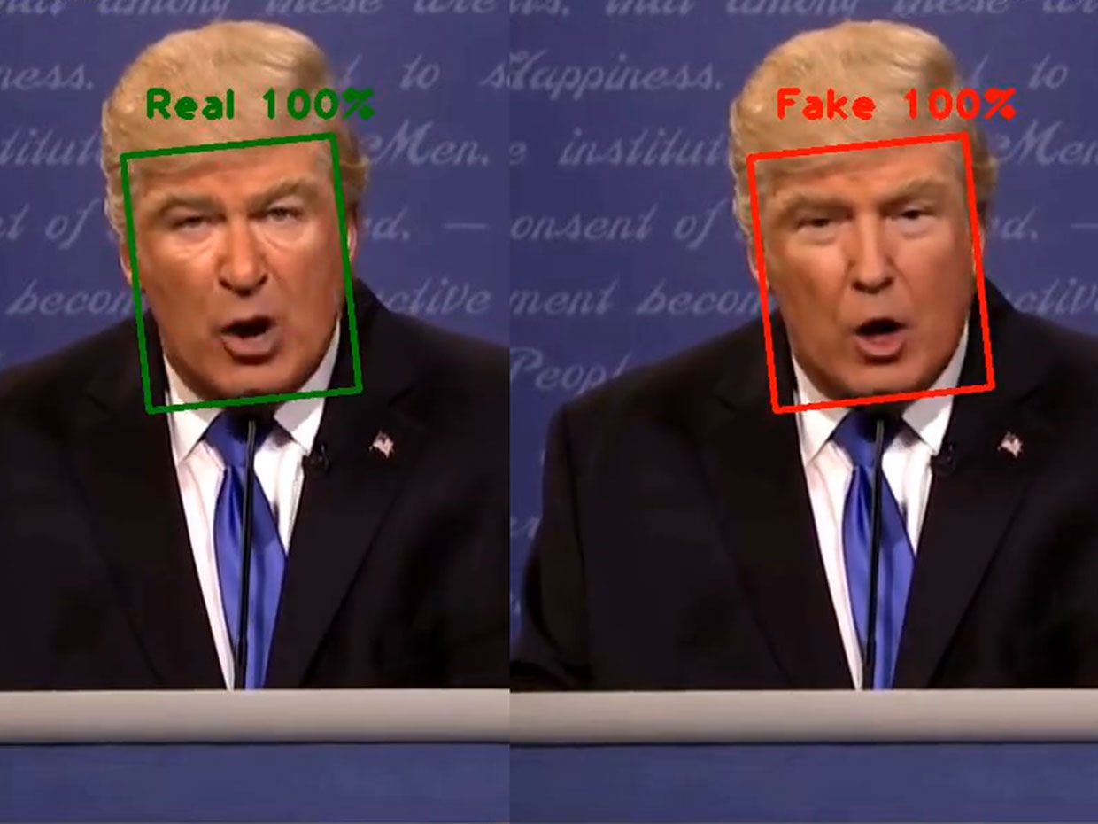 Comparison of real and fake face-swapping images